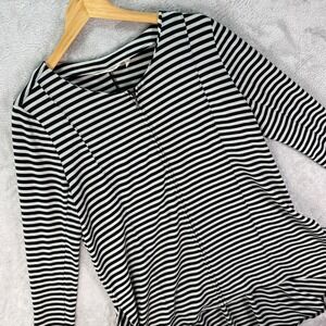 Soft Surroundings Women's Calista‎ Peplum Cardigan Black White Stripe Stretch L